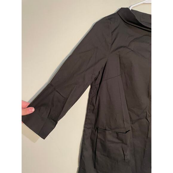 Cos Black Cotton Top With Patch Pockets and Rolled Wide Neck Size 4 - Picture 3 of 10